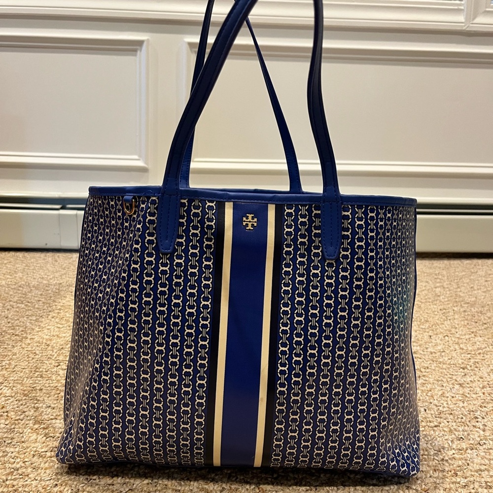 Tory Burch Blue and White Tote